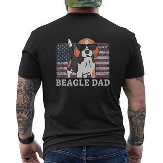 Beagle Dad American Flag Mens Back Print T-shirt | Mazezy