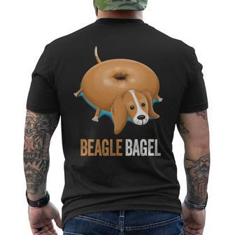Beagle Dog Bagel Bread Pun Animals Men's T-shirt Back Print | Mazezy