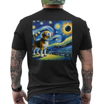 Beagle Dog Solar Eclipse Glasses 2024 Van Gogh Starry Night Men's T-shirt Back Print - Seseable