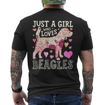 Beagle Just A Girl Who Loves Beagles Dog Flower Women Floral Men's T-shirt Back Print | Mazezy