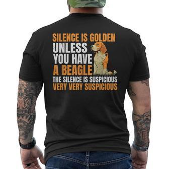 Beagle Small Scent Dog Hunting Pet Breeder Silence Is Golden Men's T-shirt Back Print - Thegiftio UK