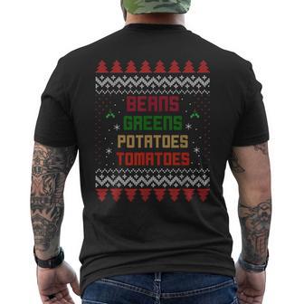 Beans Greens Potatoes Tomatoes Thanksgiving Men's T-shirt Back Print - Monsterry DE