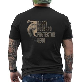 Bear Dad Husband Daddy Protector Hero Fathers Day Mens Back Print T-shirt | Mazezy