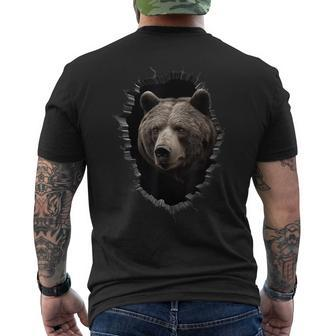 Bear Peeping Out Of The Wall Animal Zoo Bear Men's T-shirt Back Print - Monsterry DE