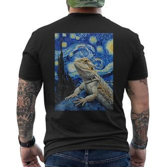 Bearded Dragon Starry Night Van Gogh Style Men's T-shirt Back Print - Seseable