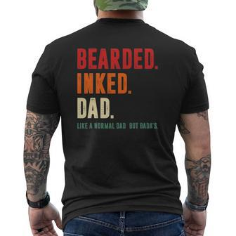 Bearded Inked Dad Like Normal Dad Grandparents Day Mens Back Print T-shirt | Mazezy
