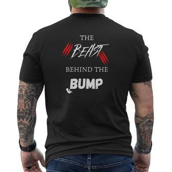 The Beast Behind The Bump Pregnancy Announcement Dad Mens Back Print T-shirt | Mazezy CA