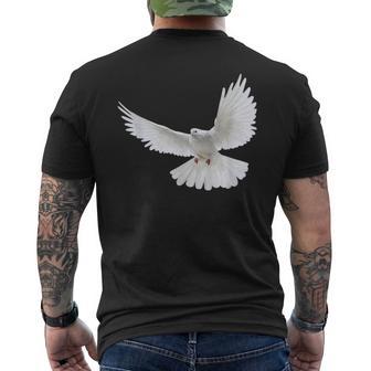 Beautiful Flying Peaceful White Dove Photo Silhouette Men's T-shirt Back Print - Monsterry CA