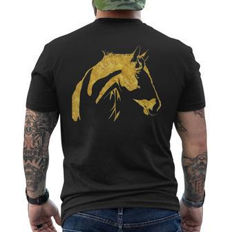 Beautiful Horse For Girls Women Men Gold Men's T-shirt Back Print | Mazezy