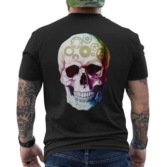 Beautiful Steampunk Multicolor Gear Skull Men's T-shirt Back Print - Monsterry AU