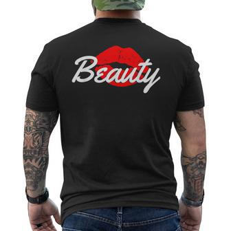 Beauty Lips Kisses Matching Couples Beast Workout Gym Men's T-shirt Back Print - Monsterry