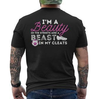 Beauty In The Streets Beast In My Cleats Soccer Girls Men's T-shirt Back Print - Monsterry CA