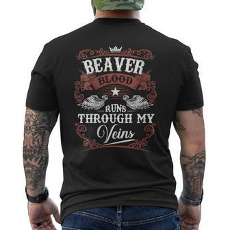 Beaver Blood Runs Through My Veins Vintage Family Name Men's T-shirt Back Print - Seseable