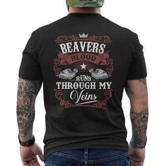 Beavers Blood Runs Through My Veins Vintage Family Name Men's T-shirt Back Print - Seseable