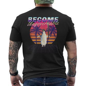 Become Ungovernable Machete Penguin Meme Vaporwave Men's T-shirt Back Print - Monsterry