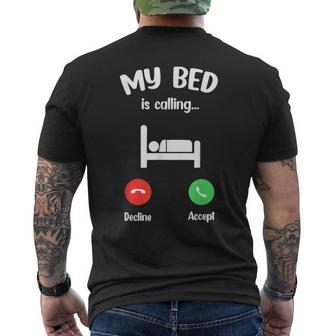 My Bed Is Calling Phone Screen Entry Call Men's T-shirt Back Print - Thegiftio UK