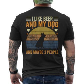 I Like Beer And My Dog And Maybe 3 People Vintage Men's T-shirt Back Print - Monsterry UK