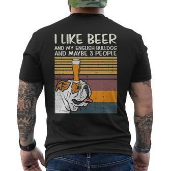 Beer English Bulldog 3 People Drinking Dog Lover Men's T-shirt Back Print | Mazezy