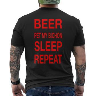 Beer Pet Bichon Sleep Repeat Red CDogCuteLove Men's T-shirt Back Print - Monsterry