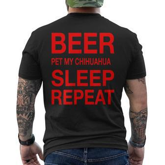 Beer Pet Chihuahua Sleep Repeat Red CDogLove Men's T-shirt Back Print - Monsterry