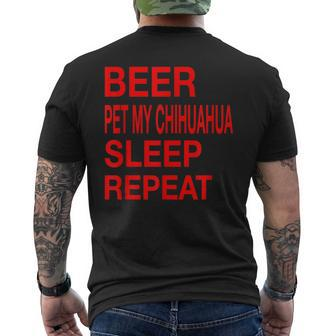 Beer Pet Chihuahua Sleep Repeat Red LDogLove Men's T-shirt Back Print - Monsterry DE