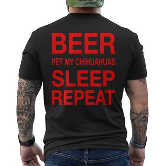 Beer Pet Chihuahuas Sleep Repeat Red CDogLove Men's T-shirt Back Print - Monsterry