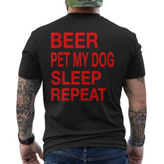 Beer Pet Dog Sleep Repeat Red LDogsLove Men's T-shirt Back Print - Monsterry UK