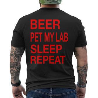 Beer Pet Lab Sleep Repeat Red LDogLove Men's T-shirt Back Print - Monsterry AU