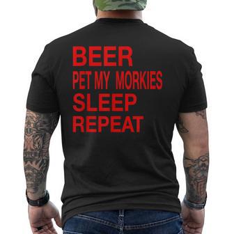 Beer Pet Morkies Sleep Repeat Red LDogLove Men's T-shirt Back Print - Monsterry AU