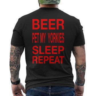 Beer Pet Yorkies Sleep Repeat Red CDogLove Men's T-shirt Back Print - Monsterry AU