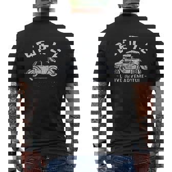 Beetle White Live The Adventure Mens Back Print T-shirt - Thegiftio