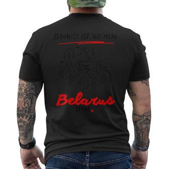 Belarus-Mts-Zuhause Ist Wo Mein Belarus Steht Gray T-Shirt mit Rückendruck - Seseable