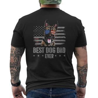 Belgian Malinois Best Dog Dad Ever Retro Usa American Flag Mens Back Print T-shirt | Mazezy