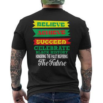 Believe Achieve Succeed Celebrate Black History Month Men's T-shirt Back Print - Thegiftio UK