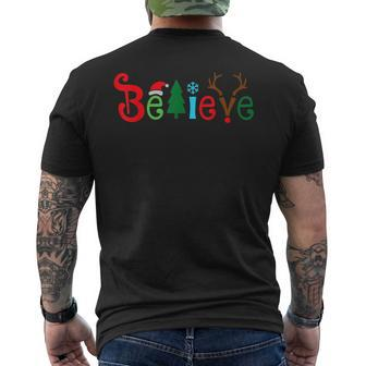 Believe Christmas Tree Happy Xmas Holidays Mens Back Print T-shirt - Thegiftio
