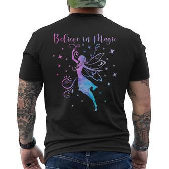 Believe In Magic Fairies Fairy Tale Positive Inspiring Quote Men's T-shirt Back Print - Monsterry