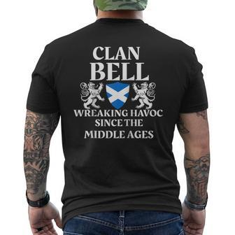 Bell Clan Scottish Family Kilt Tartan Lion Name Men's T-shirt Back Print - Seseable