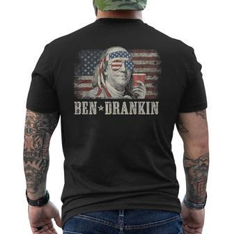 Ben Drankin Beer 4Th Of July Vintage Flag Men's T-shirt Back Print - Seseable