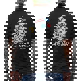 Ben Drankin Benjamin Franklin Drinking Beer 4Th Of July Men's T-shirt Back Print - Seseable