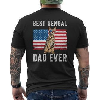 Bengal Dad American Flag Bengal Cat Lover Owner Kitty Kitten Mens Back Print T-shirt | Mazezy