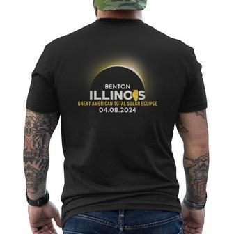 Benton Illinois Il Total Solar Eclipse 2024 Men's T-shirt Back Print - Seseable