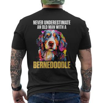 Bernedoodle Dog Breed Pet Never Underestimate A Old Man Men's T-shirt Back Print | Mazezy