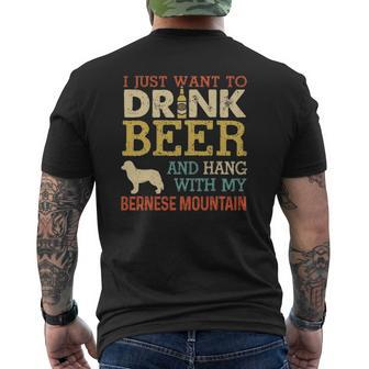 Bernese Mountain Dad Drink Beer Hang With Dog Vintage Mens Back Print T-shirt | Mazezy