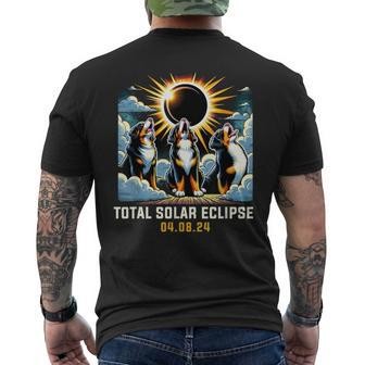 Bernese Mountain Dog Howling At Solar Eclipse Men's T-shirt Back Print - Thegiftio UK