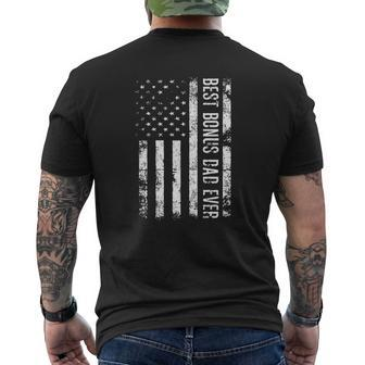Best Bonus Dad Ever American Flag Father's Day Vintage Mens Back Print T-shirt | Mazezy DE
