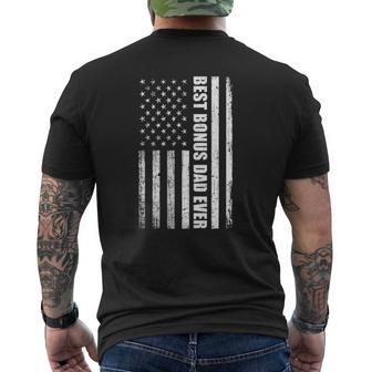 Best Bonus Dad Ever American Flagfathers Day Mens Back Print T-shirt | Mazezy