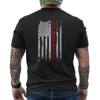 Best Bonus Dad Ever American Usa Flag Father’S Day Dad Mens Back Print T-shirt | Mazezy