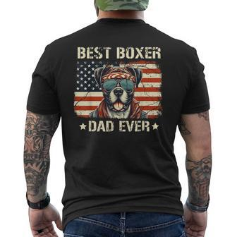 Best Boxer Dad Ever Vintage Usa Flag Dog Lover Father's Day Men's T-shirt Back Print - Thegiftio UK
