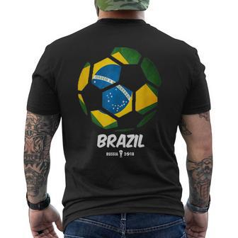 Best Brazil Soccer Ball Flag Brazilian Futbol Fan Men's T-shirt Back Print - Monsterry