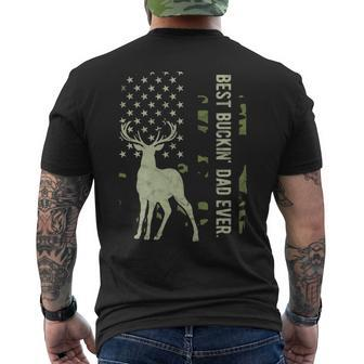 Best Buckin' Dad Camouflage American Flag Deer Hunting Men's T-shirt Back Print | Mazezy UK